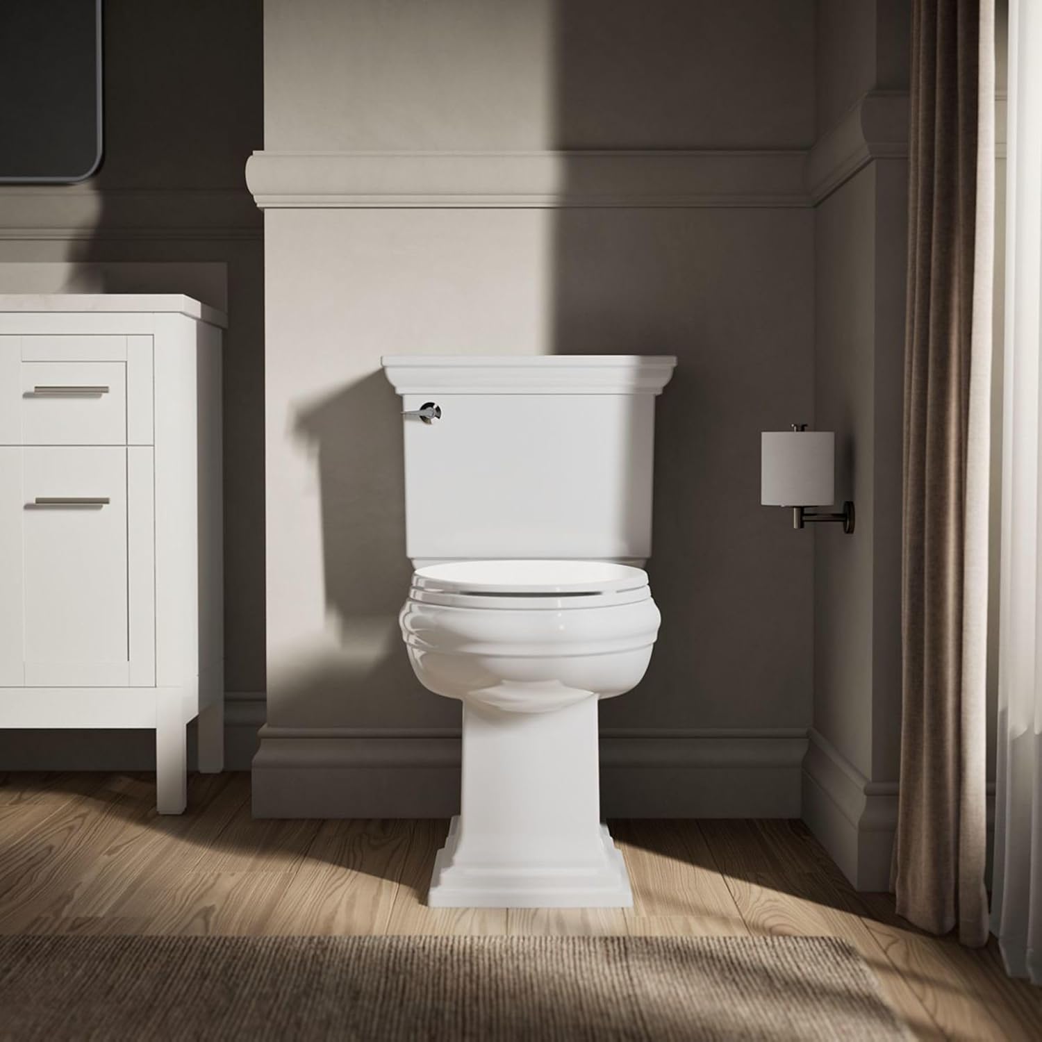 KOHLER 20110-0 Brevia, Slow Close Toilet Seat, Elongated Toilet Seat, Grip-Tight Bumpers Quick-Attach Hardware, White
