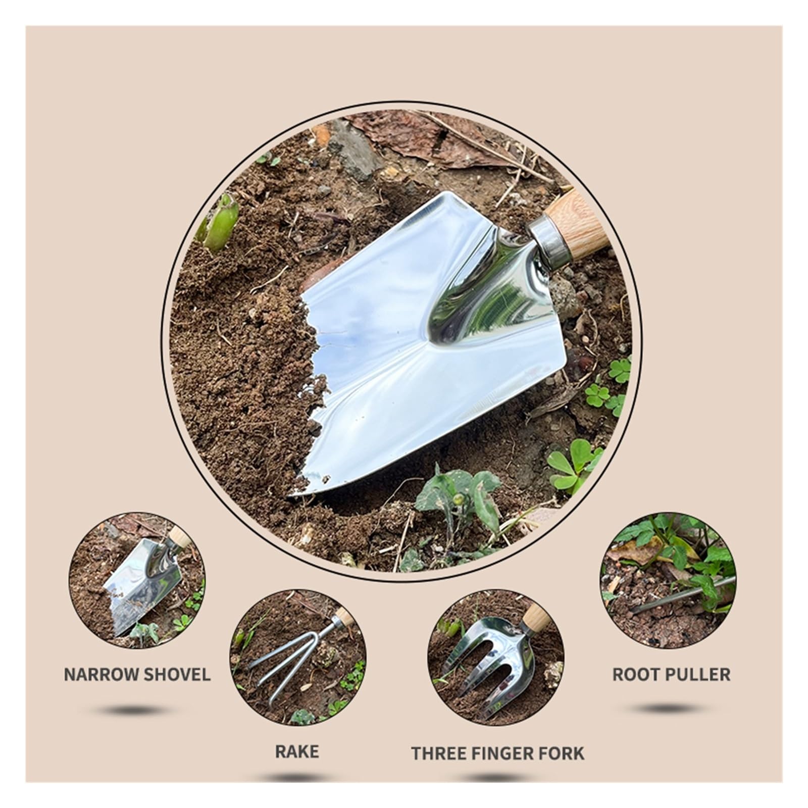 Kit de jardinería Profesional, Herramientas Acero Inoxidable for macetas, Camas, contenedores, 5 uds