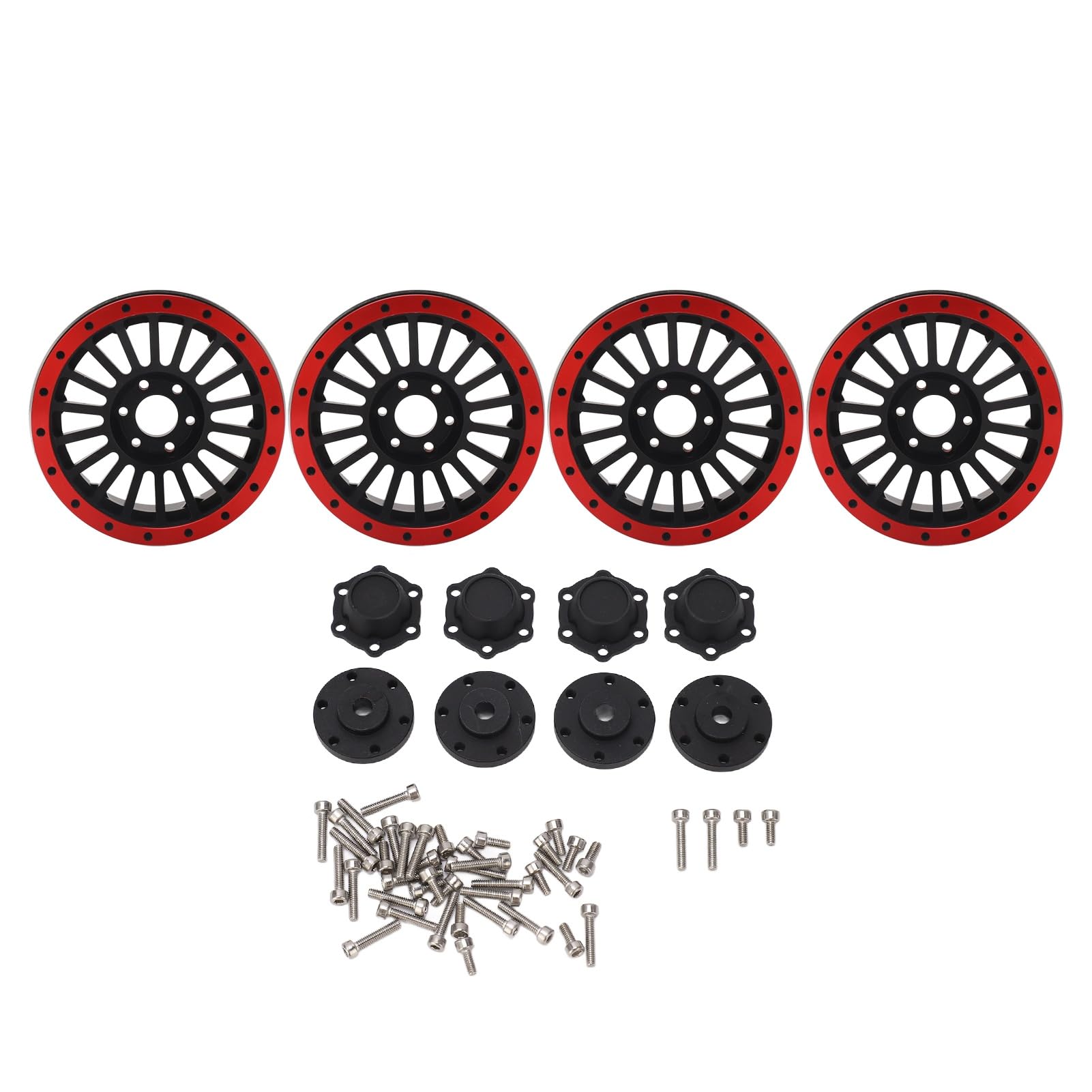 Jante de Roue de Voiture RC, Jante de Roue RC 2,6 Pouces, Installation Facile, Aluminium Durable, 4 Pièces Réutilisables pour Voiture 1/10 RC (Rouge)