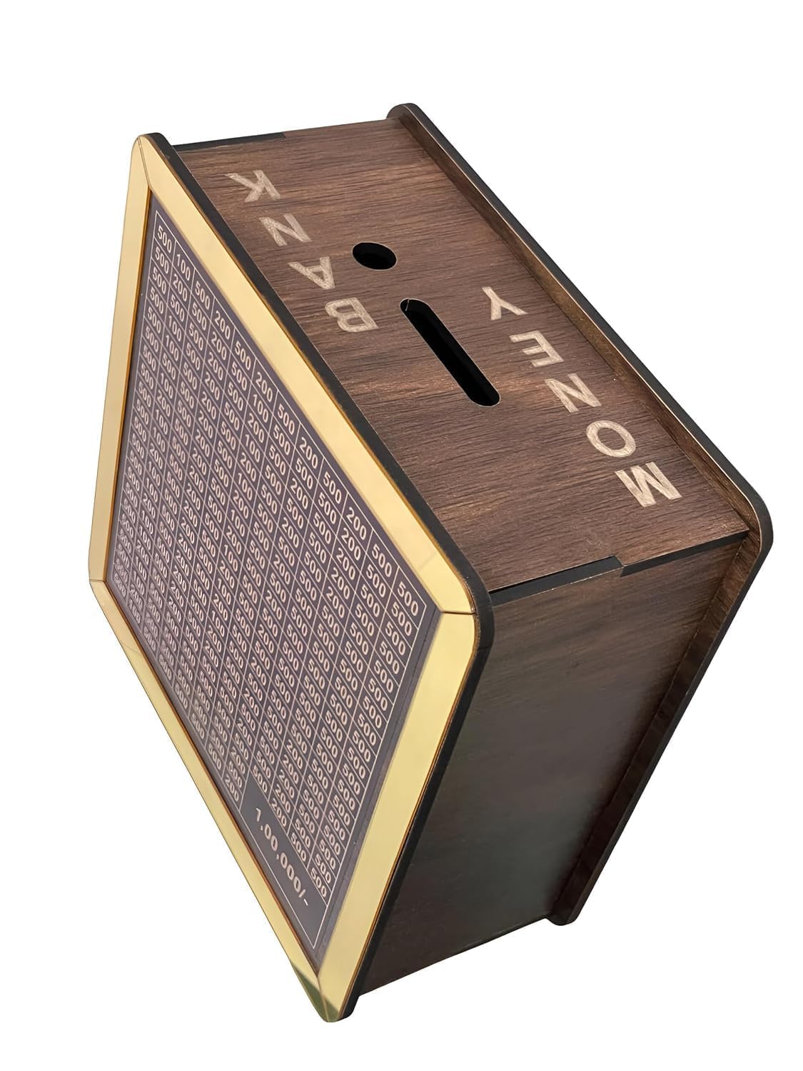 COOKVITA Wooden Money Saving Box | Cash Saver Money Box with Counting Target | 1,00,000 Savings Challenge Piggy Bank | Coin & Cash Bank for Boys, Girls and Adult | Durable & Eco-Friendly| Modern 3