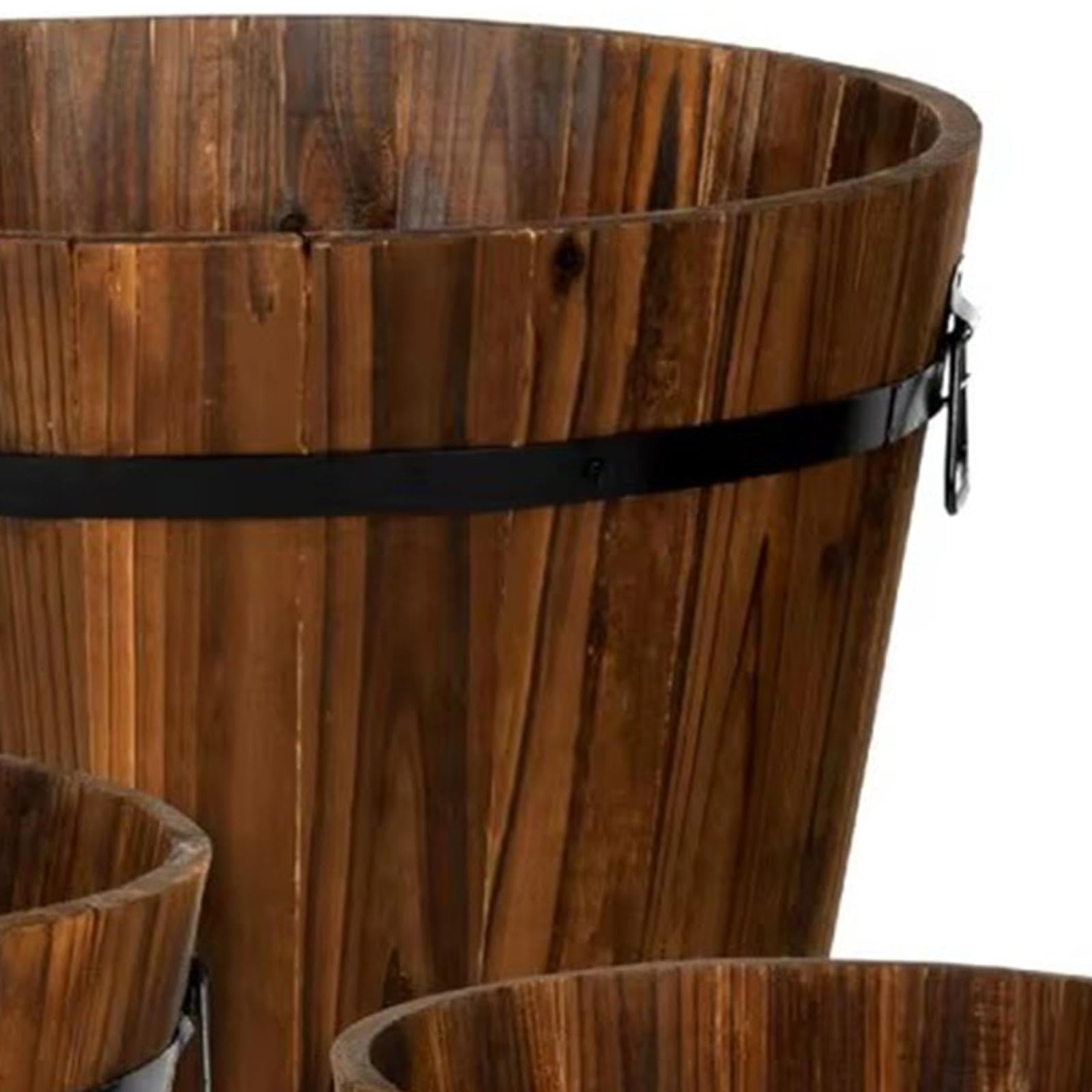 木製 円筒形 プランター 大きめ パッチワーク風 木製プランターの通販