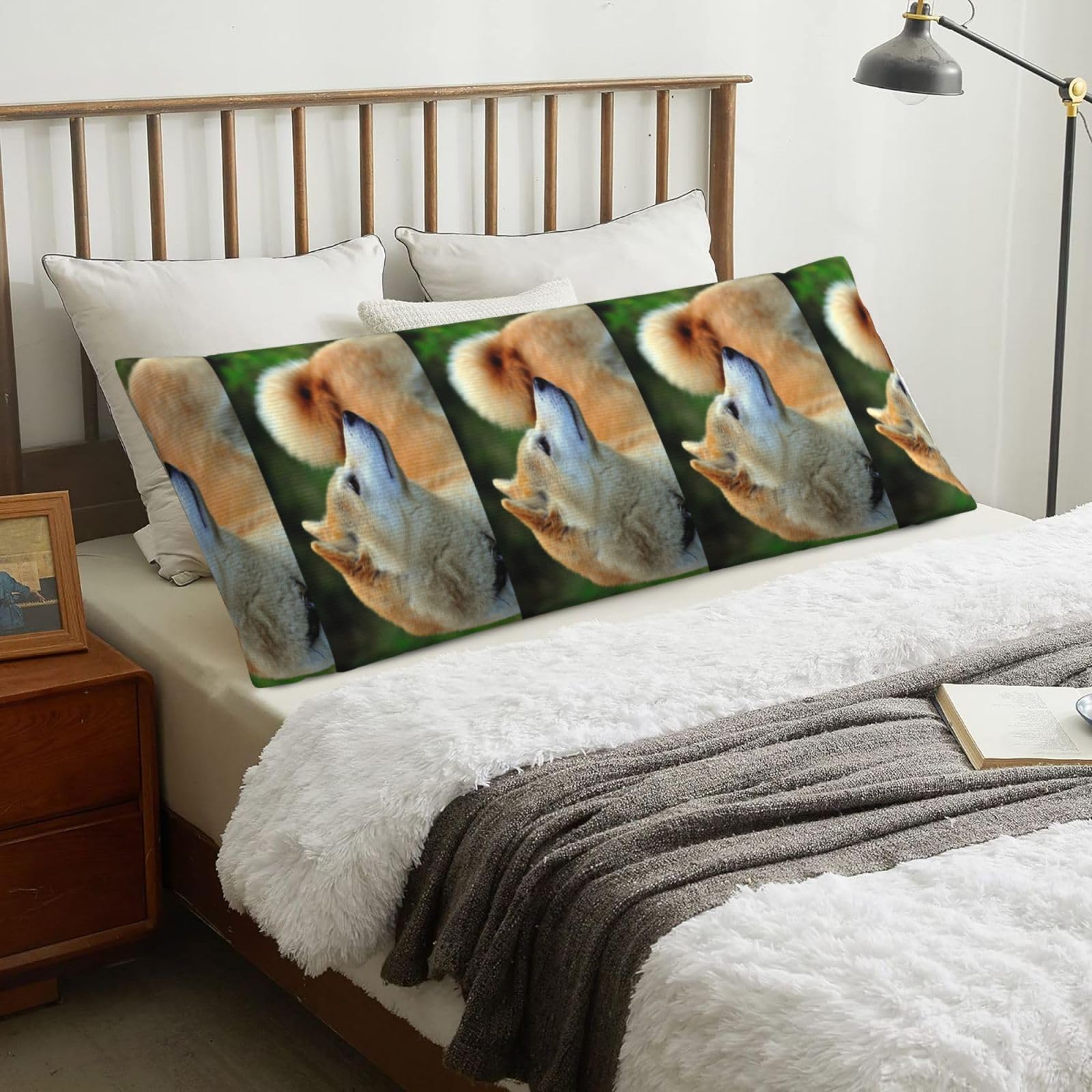 Akita Inu Bokeh Pets Dogs Akita Inu, Body Pillow Cover with Zipper,Long Body Pillowcase 20 x 60 in