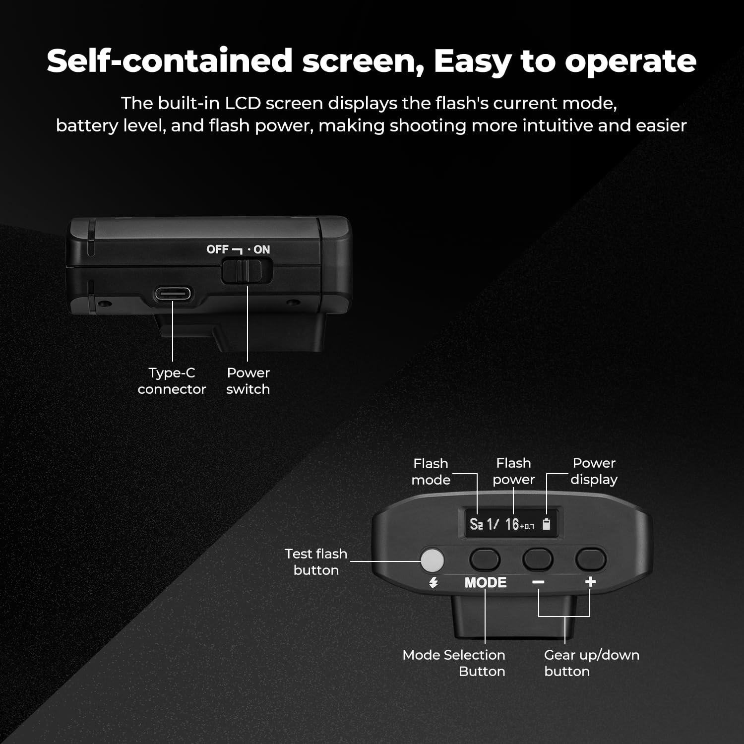 K&F CONCEPT Lampa błyskowa aparatu, kamera Speedlite GN12/5600K, wbudowana bateria 2000 mAh do aparatów Canon/Fujifilm/Sony/Nikon/Olympus i innych aparatów cyfrowych DSLR, lampa błyskowa z pojedynczym