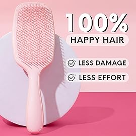Lily England Curly Hair Brush - Detangling & Styling Tool with Flexible Bristles for Pain-Free Wet & Dry Curls (3c to 4c), Pink