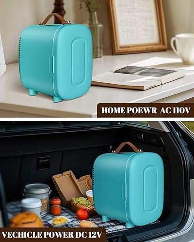 Miniatura 4 de Mini refrigerador para dormitorio, refrigerador pequeño de 4 litros6 latas para el cuidado de la piel, mini refrigerador y calentador portátil de