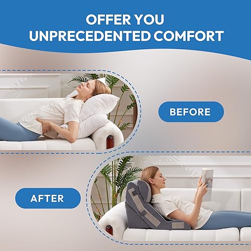Miniatura 7 de Juego de 3 almohadas de cuña para después de la cirugía, almohada de espalda para sentarse en la cama, almohada de cuña de espuma 10 en 1 para