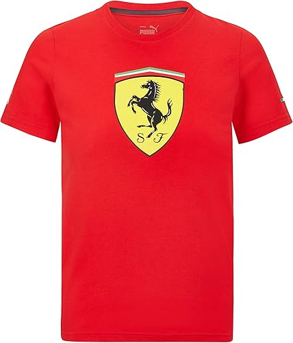 Ferrari Scuderia - Camiseta Scudetto para niños de Fórmula 1, color rojo, talla L, Rojo -