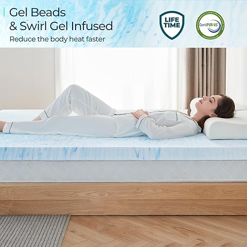Miniatura 4 de LINSY LIVING Cubrecolchón de 3 pulgadas California King, espuma viscoelástica con infusión de gel refrescante, suave para colchón firme, certificado