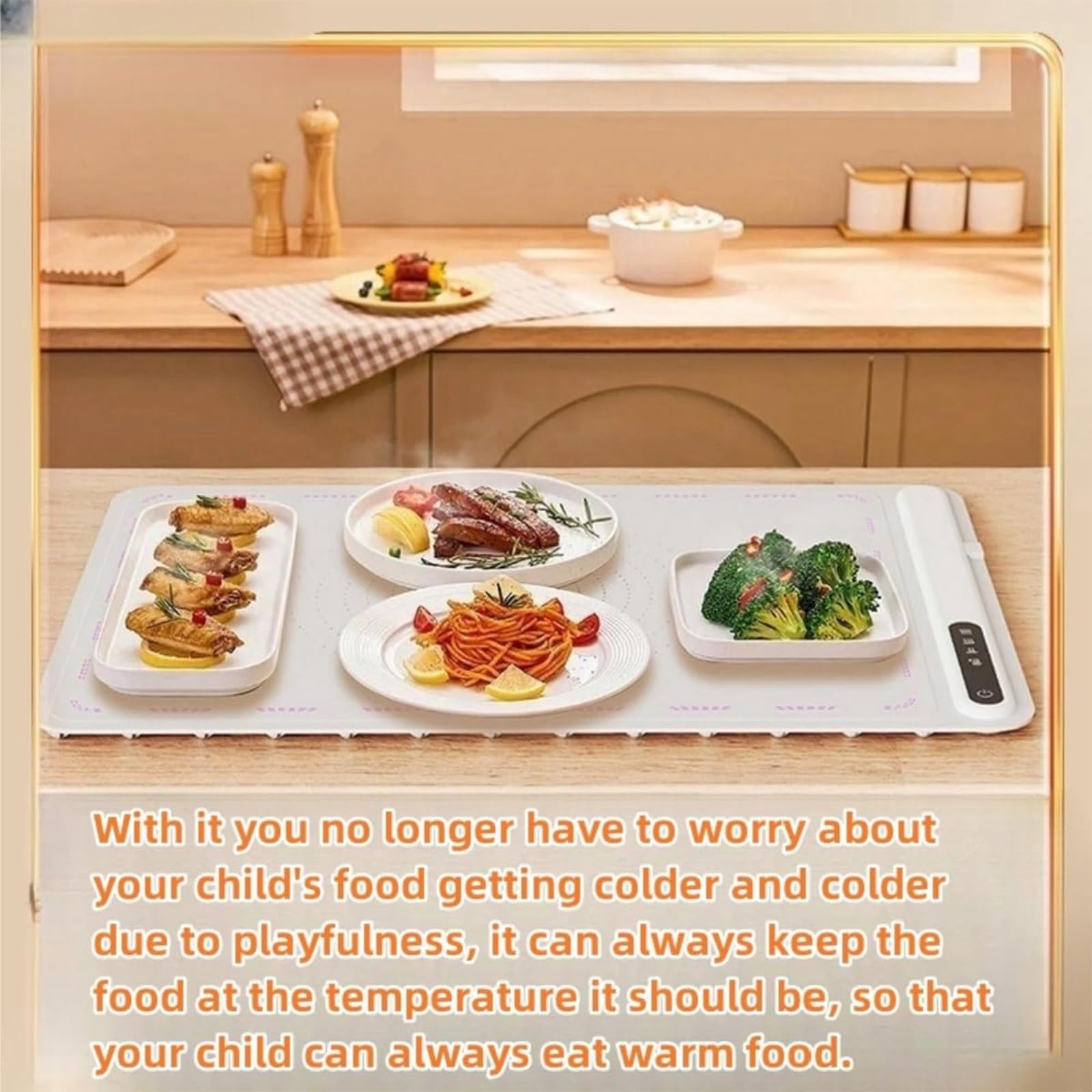 Calentador de platos eléctrico, platos calientes plegables para mantener los alimentos calientes, bandeja calentadora eléctrica con temperatura ajustable, calentamiento rápido para fiestas buffet B