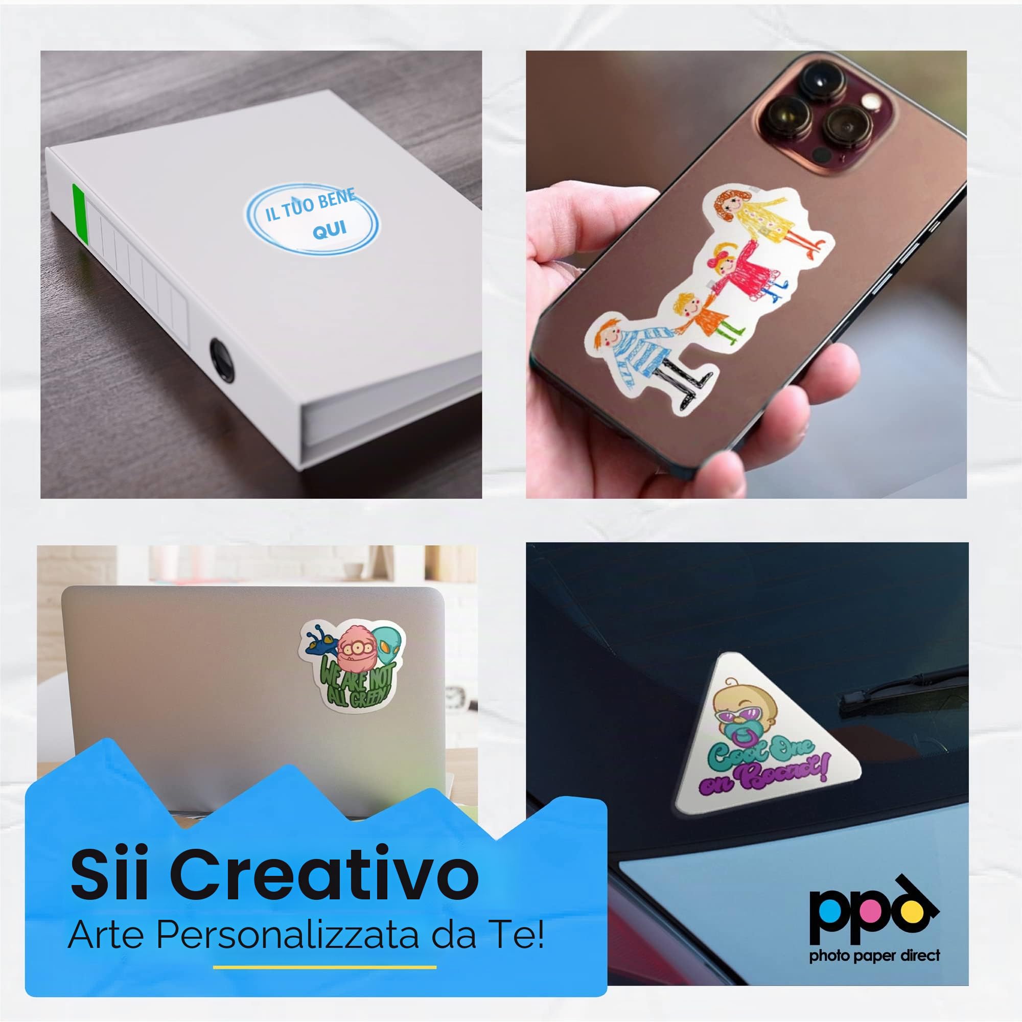 Fogli Di Carta Vinile Adesiva Opaca PPD A4 10 Per Stampanti Inkjet - Sticker Bianco