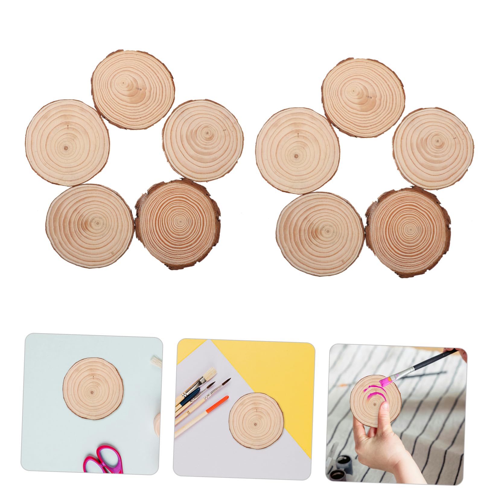 Didiseaon 20pezzi Fette Di Legno Naturale Grezzo Da Dischi Rotondi Di Legno Per Artigianato Pittura Lavoretti Fai Da Te Sottobicchieri Rustici