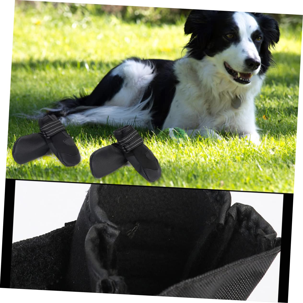 HEMOTON 4Pcs Winter Dog Boots Non Slip Reflective Pet Shoes for Small Dogs Warm Cloth Dog Footwear for Safe Outdoor Use Rain Black