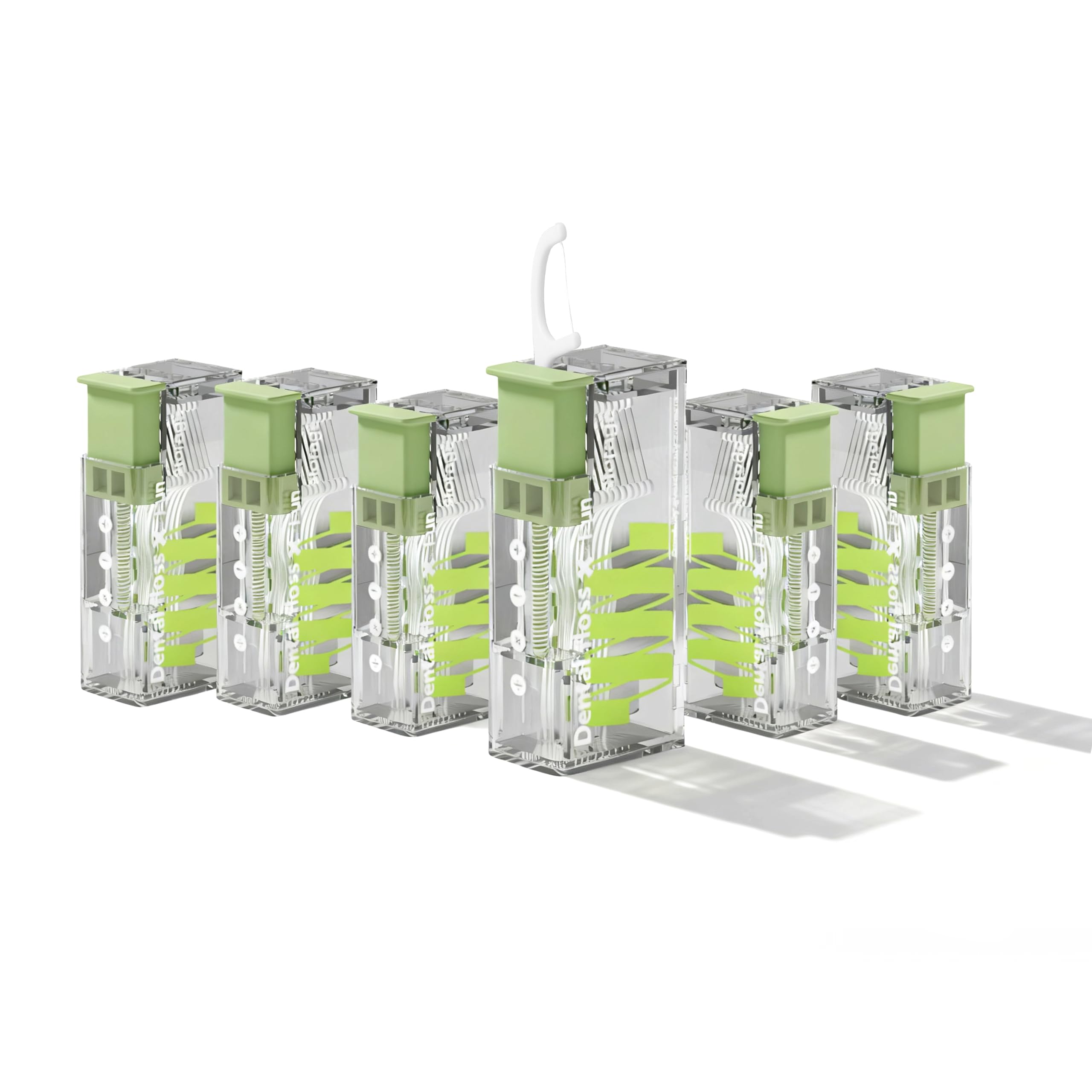 Metgoods 6 Pack Dental Floss Picks with TravelCase, Automatic Pop Up Tooth Picks Holder Dispenser, Refillable Dental Floss Picks Holder with 60 Picks