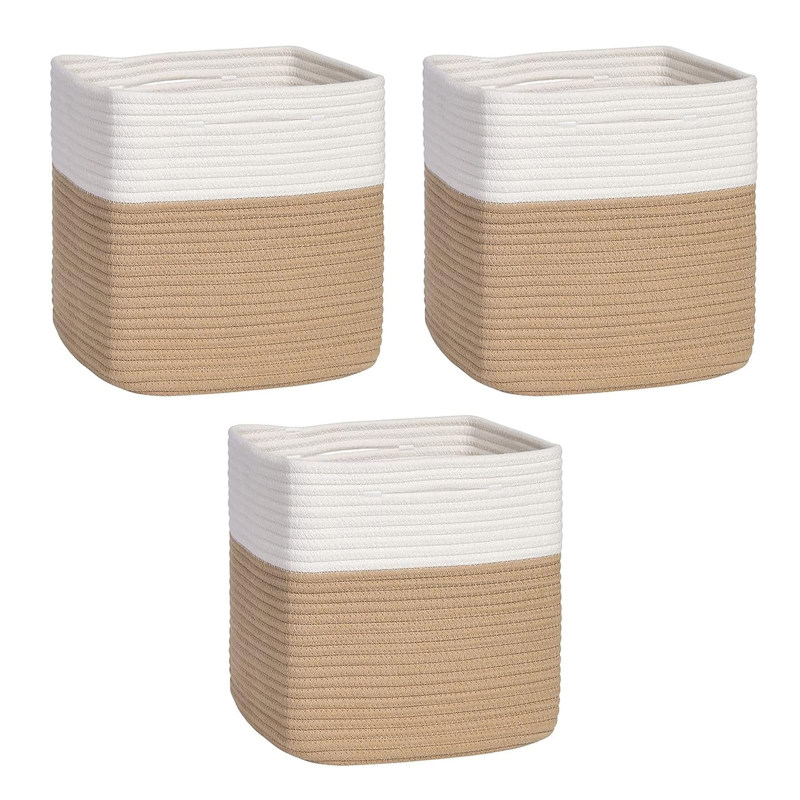 Zxfdsfdbnm Triple Pack Braided Fabric Bins Versatile for Organizing Clothes Blankets and Household Items Bedroom Planner Basket
