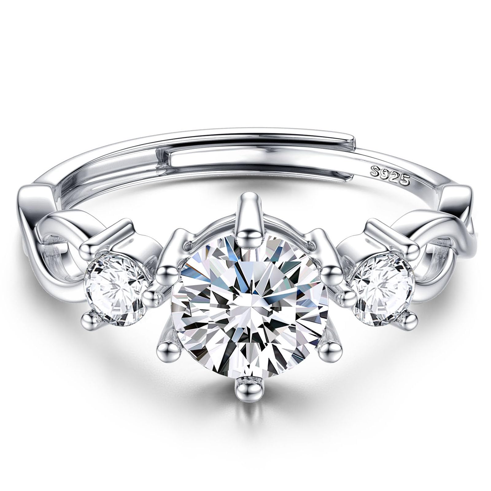 Engagement Ring 925 Silver for Women Ring Rings Promise Engagement, Eternity, Adjustable, Round, Square, with Stone, Finger Ring for Women