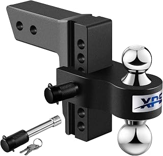 XPE Tow Hitch - Fits 2'' Receiver Only, 6'' Drop/Rise Drop, Dual Ball (2'' X 2-5/16''), Adjustable Aluminum Trailer Hitch for Heavy Duty Truck -12,500 Gtw with Trailer Locks, Black,XPE322006