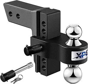 XPE Tow Hitch - Fits 2'' Receiver Only, 6'' Drop/Rise Drop, Dual Ball (2'' X 2-5/16''), Adjustable Aluminum Trailer Hitch for Heavy Duty Truck -12,500 Gtw with Trailer Locks, Black,XPE322006