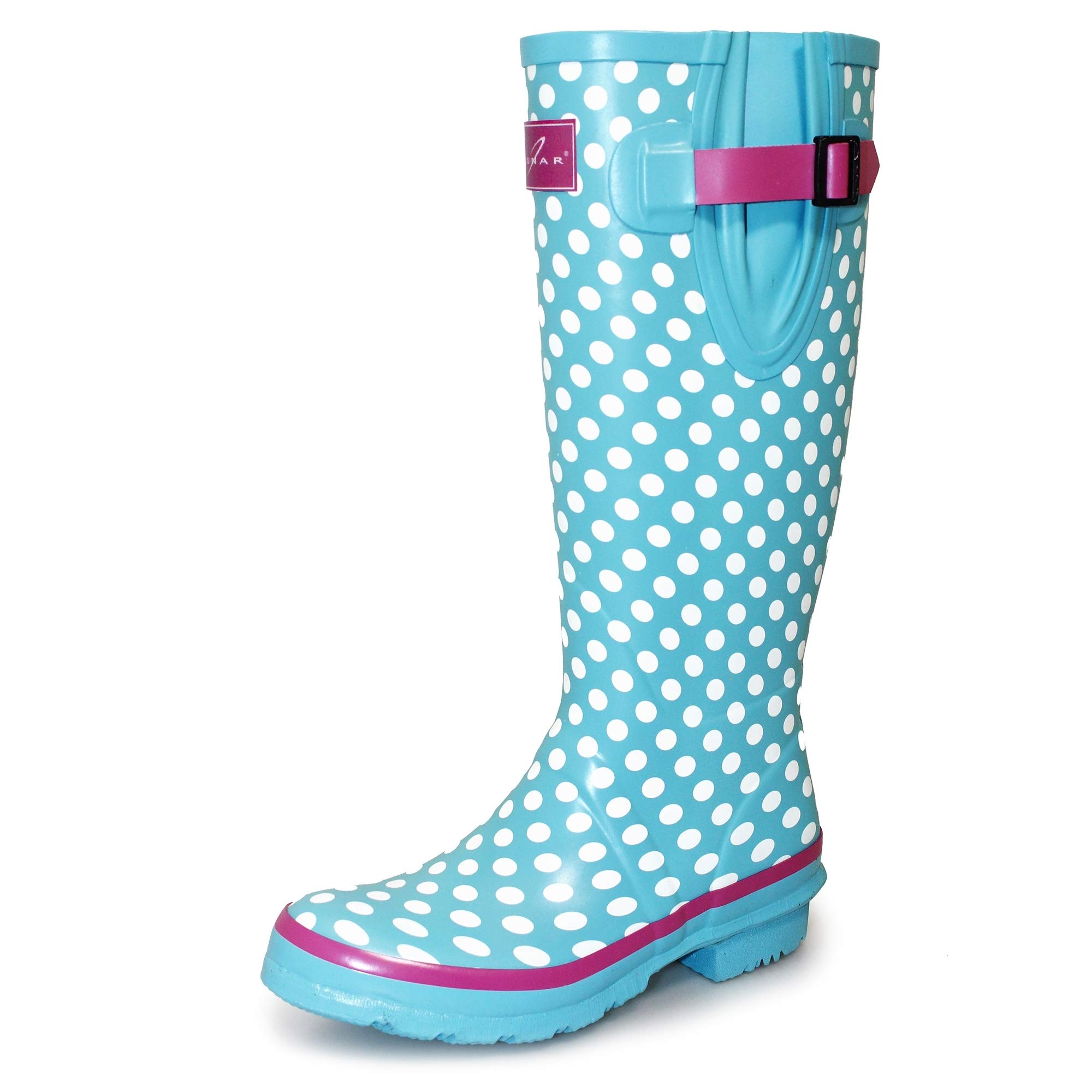 Lunar Womens Polka Dot Wellington 8 UK Pale Blue