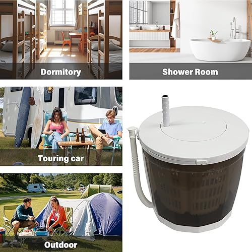 Miniatura 7 de Mini lavadora y secadora portátil, lavadora manual 2 en 1 para secadora de ropa, mini lavadora para viajes, al aire libre, lavadora compacta no