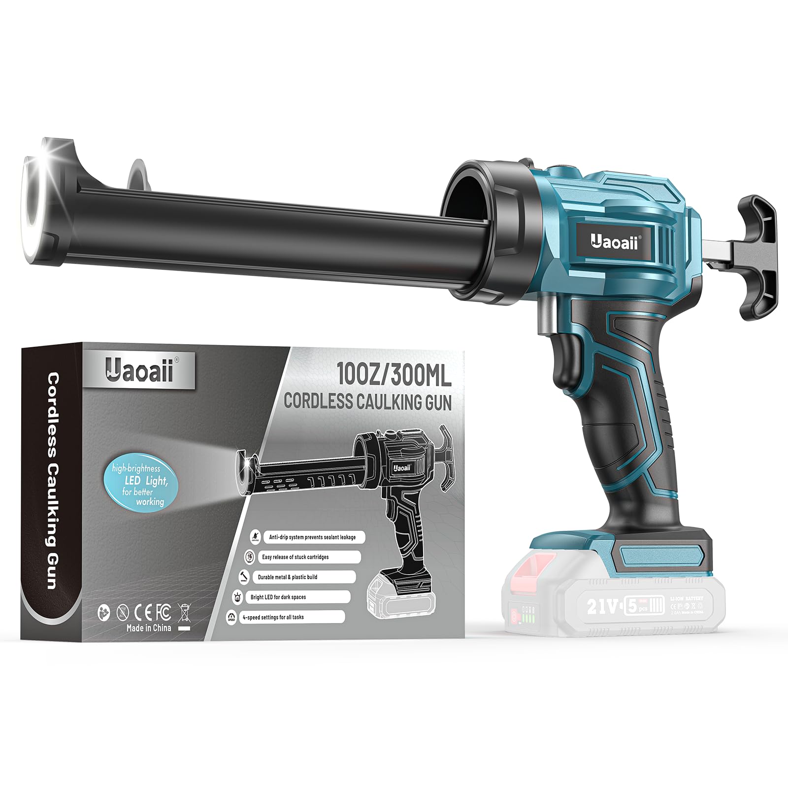 Pistolet à Silicone Electrique 21V Compatible avec Batteries Makita 18V, Vitesse Réglable pour Calfeutrage