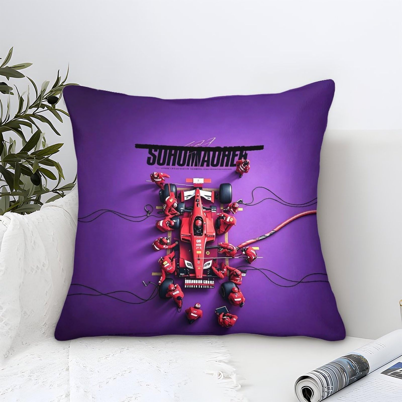3U6C4M9K Pit Stop Cushion Cover 50x50cm Formulaa Racing Throw Pillow Cover for Couch Sofa Home Decor, Microfiber