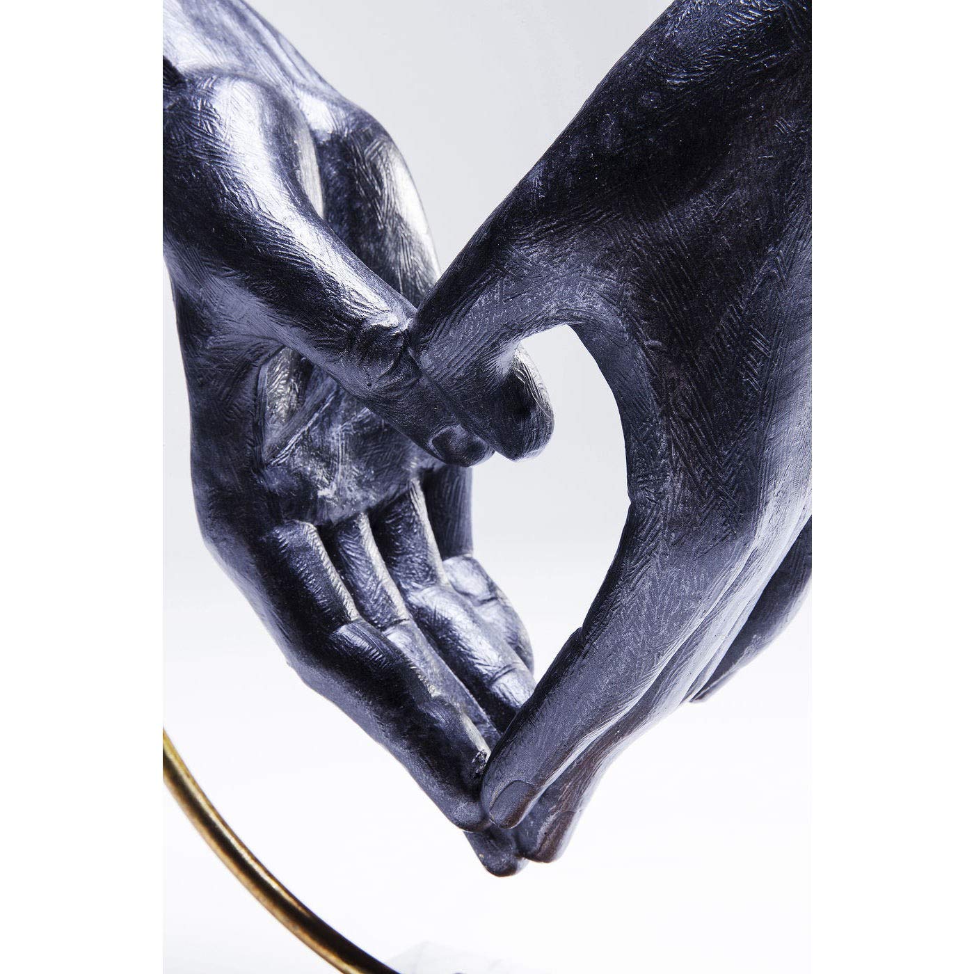 Kare Design objeto decorativo Elements Heart Hand, negro/oro, decoración, manos de corazón, base de mármol, 34x32x11 cm (h/w/d)