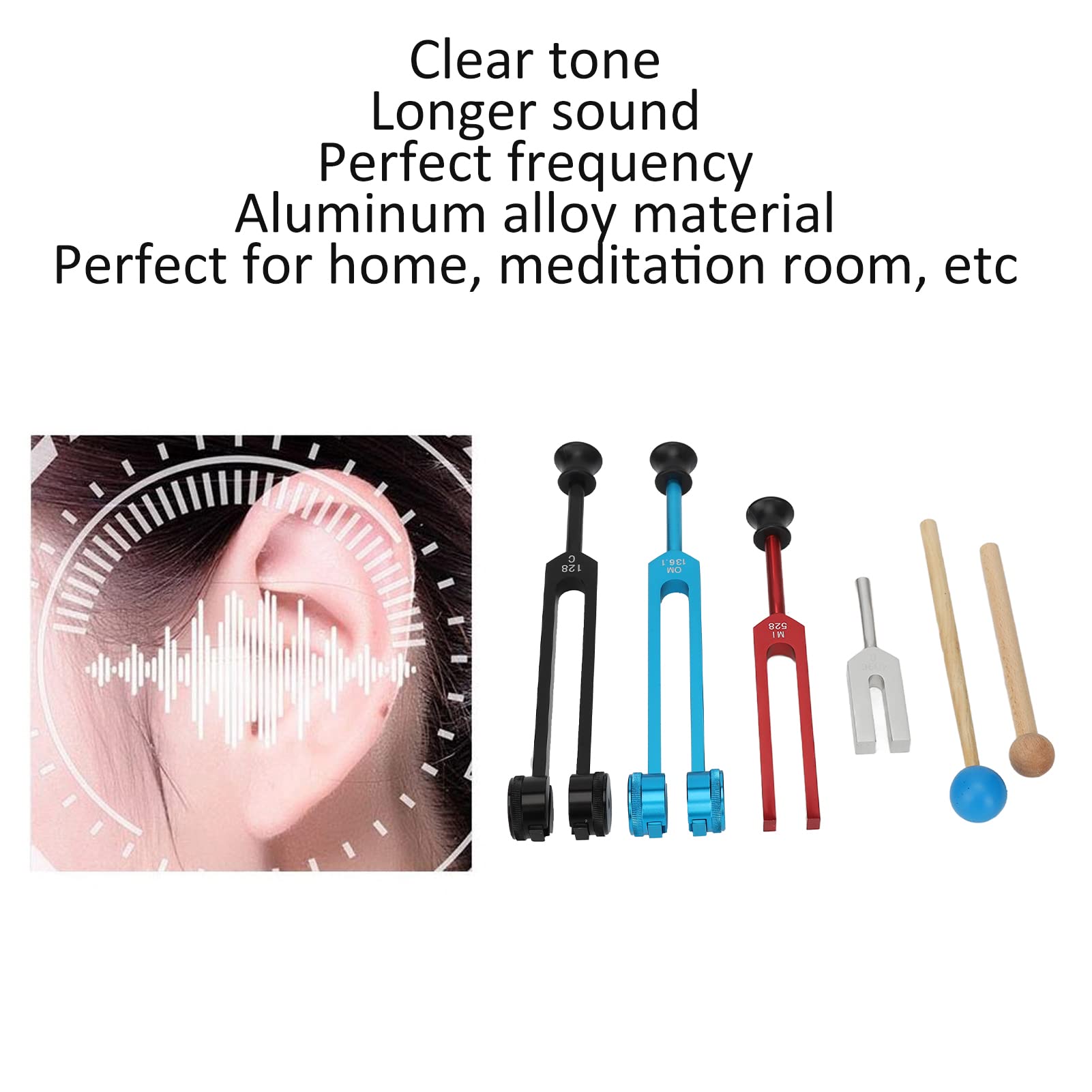 Heilungs Stimmgabel, Stimmgabel Set C4096 Mi528 C128 OM136.1 Stimmgabel aus Aluminiumlegierung Frequenzausgleichende Heilungsgeräte für die DNA Heilung mit Aufbewahrungskoffer