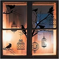 Vista 12 de Calcomanías anticolisión para ventanas con forma de pájaro, adhesivos para puertas de vidrio para proteger y evitar golpes de pájaros (negro)