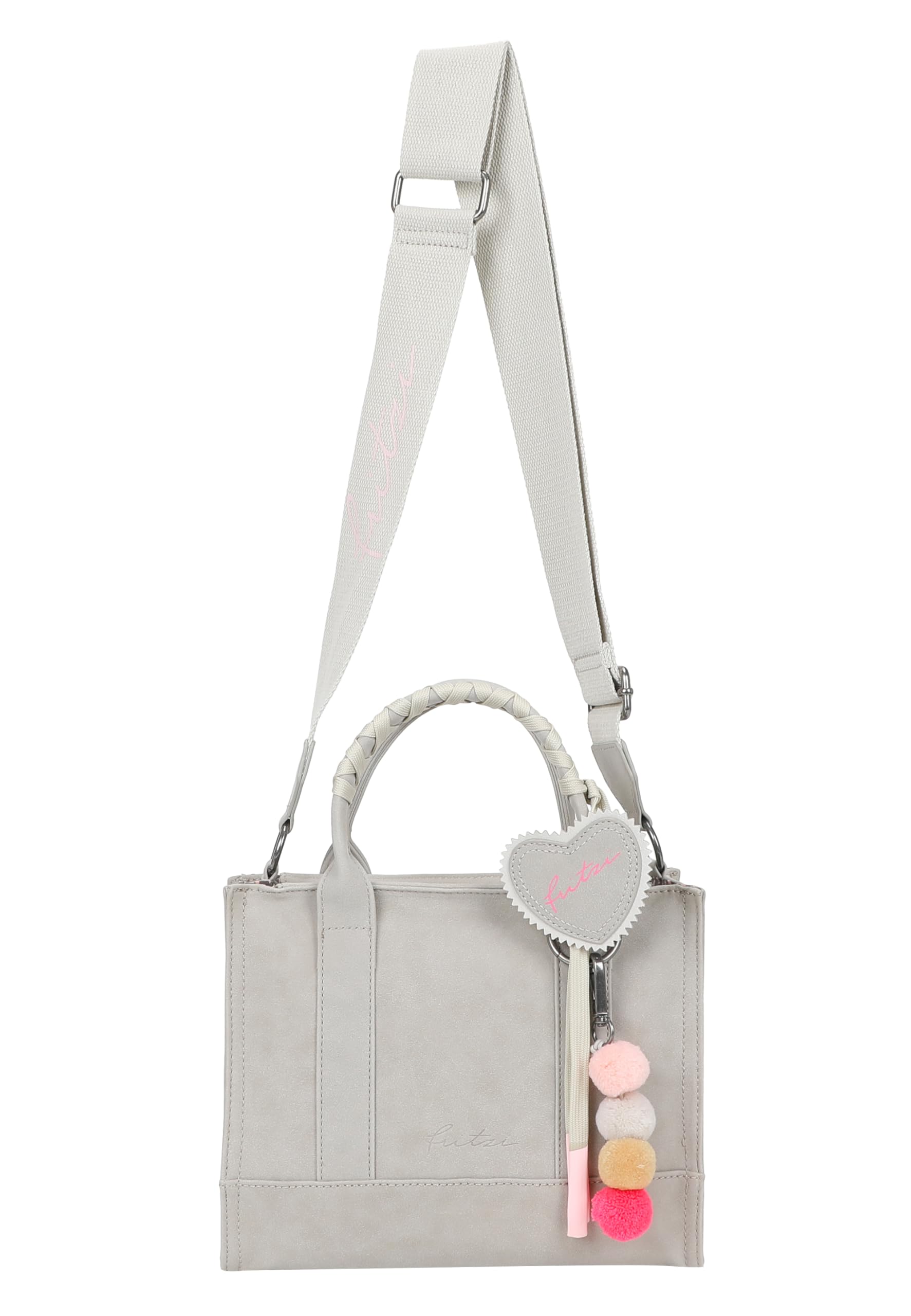 Fritzi Square Limited Wiesn Damen Umhängetasche Crossbody Tasche Lederimitat Reißverschluss Schultergurt Freizeittasche Alltag Reisen Freizeit 21,5 x 25 x 10 cm – Beige, Braun