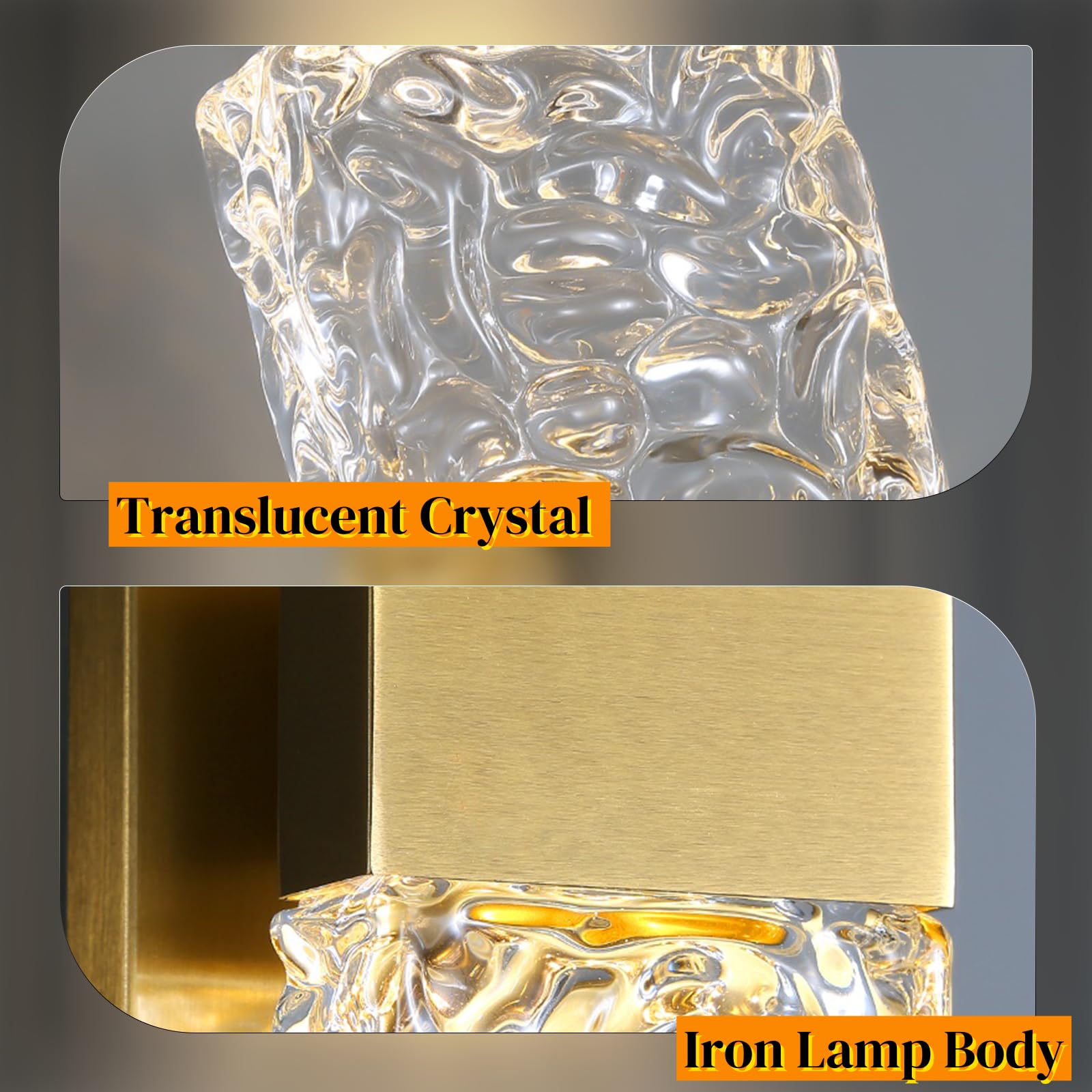 zhxinashu LED-Wandleuchte Innen, Goldene Wasserwellen-Wandlampe, Warmweiß | LED 5W, Modern Luxuriös, Leuchtmittel enthalten (nicht austauschbar), Kristall-Lampe für Nachttisch, Wohnzimmer und Flur