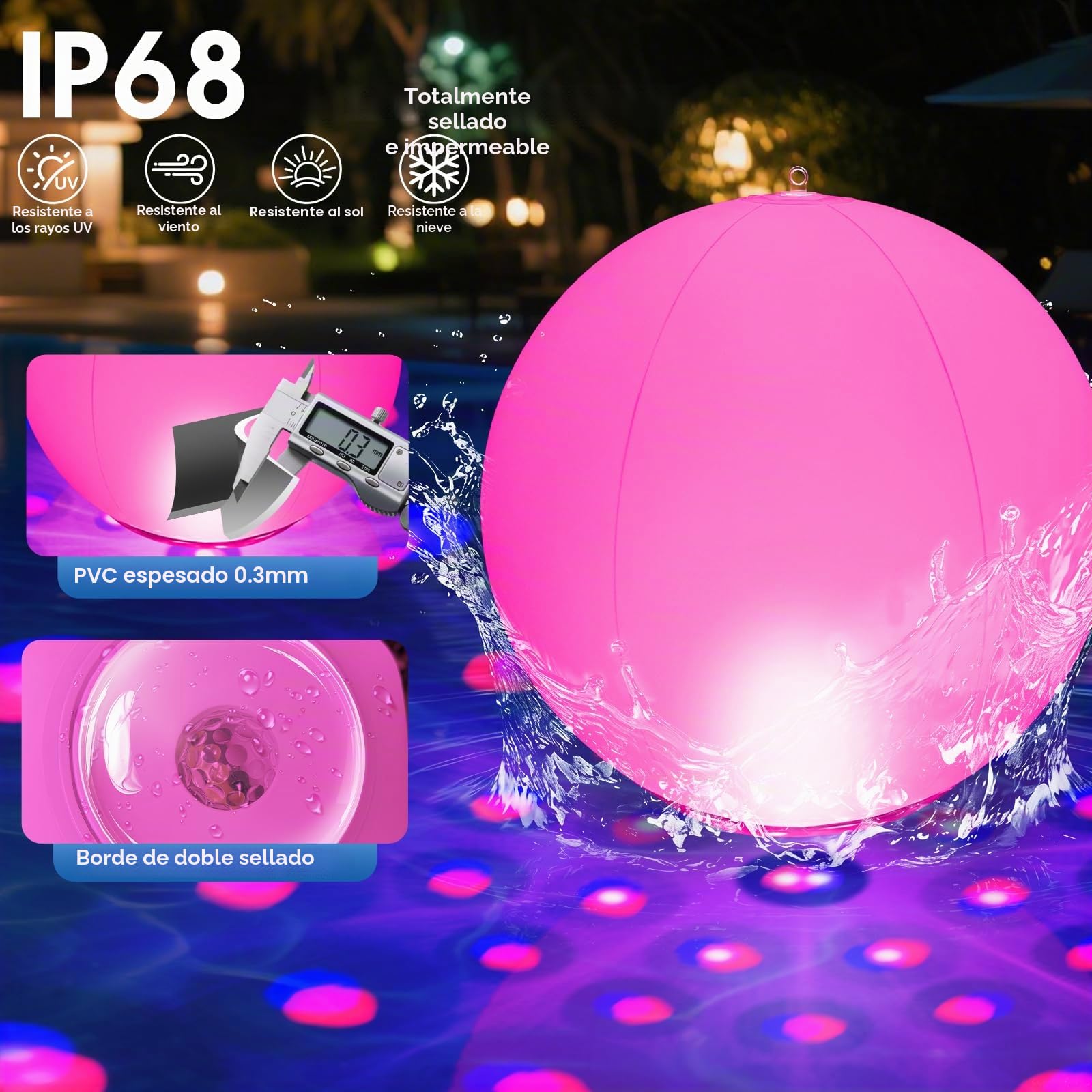 KingSom 2026 Luces Flotantes Piscina Solares, Ø38cm Inflables Bolas Luces para Piscina, Luz Solar Piscina Flotante Que Cambian de Color, Impermeables IP68 Bolas de Luz LED para Piscina Jardin-2 Piezas