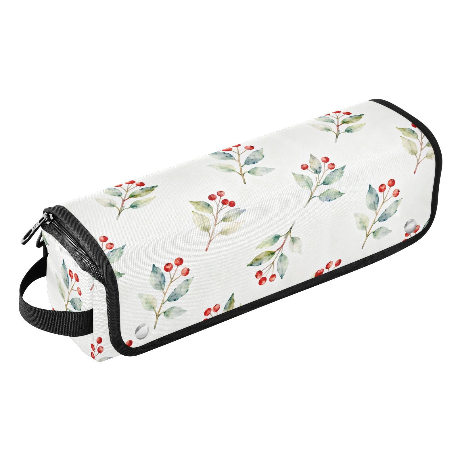 Berry Branch White Hair Iron Tools Travel Bag for Hot Tools Straightener Curling Iron Hair Dryers Haircare Accessories Portable Tool Organizer Travel Essentials for Women Heat Resistant Mat with-image-5