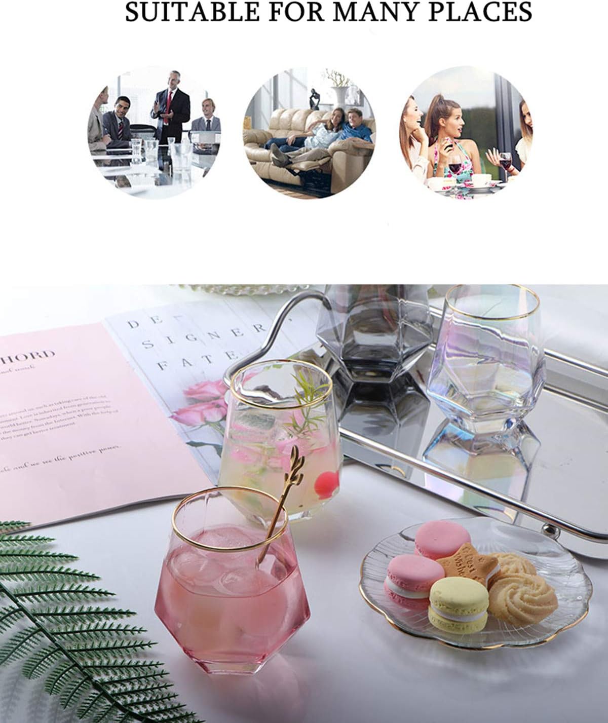 Uр Tо 40% оƒƒ Diamond Whiskey Glasses Set of 4,Lead-Free Crystal Tilted Scotch Glass 10-Ounce Cocktail Drinkware for Red/White Wine Rum and Bourbon Handmade Glasses as Unique Christmas Thanksgiving Gifts (pink)