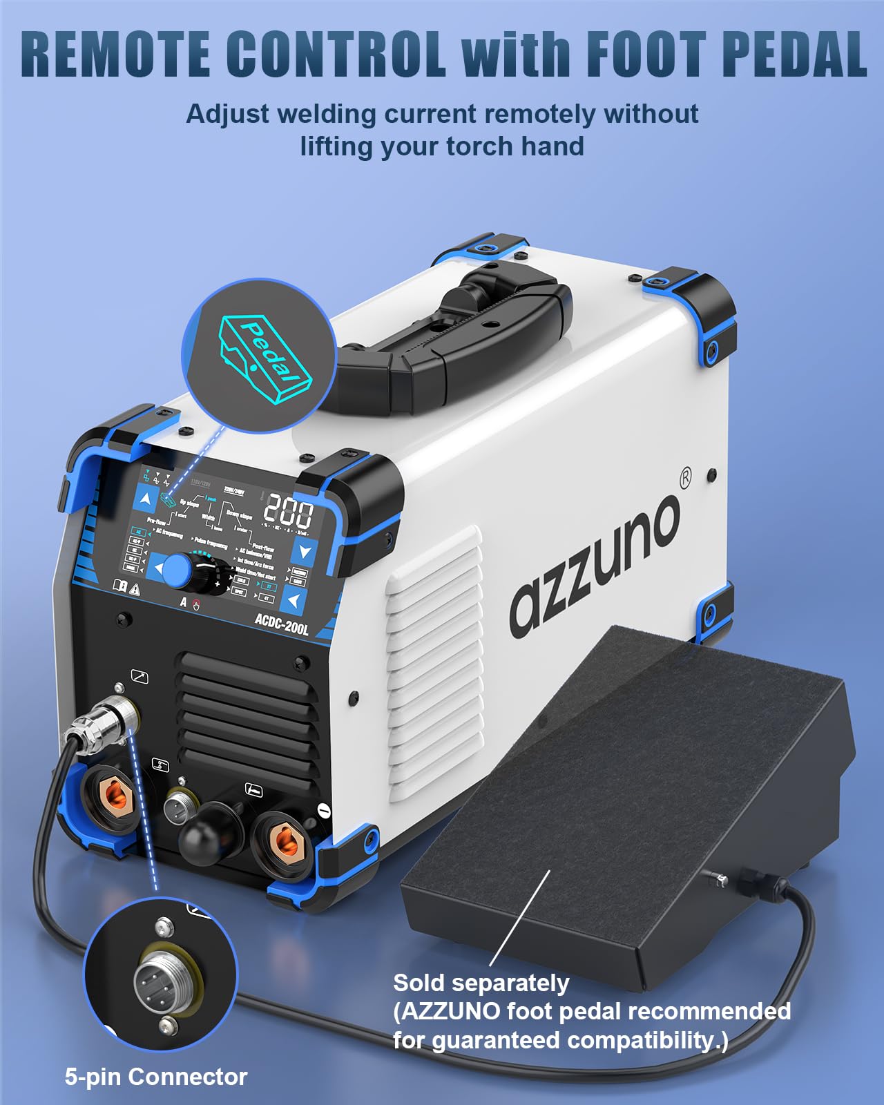 AZZUNO Soudeur TIG en aluminium 200 A AC/DC, soudage TIG 10 en 1 avec
