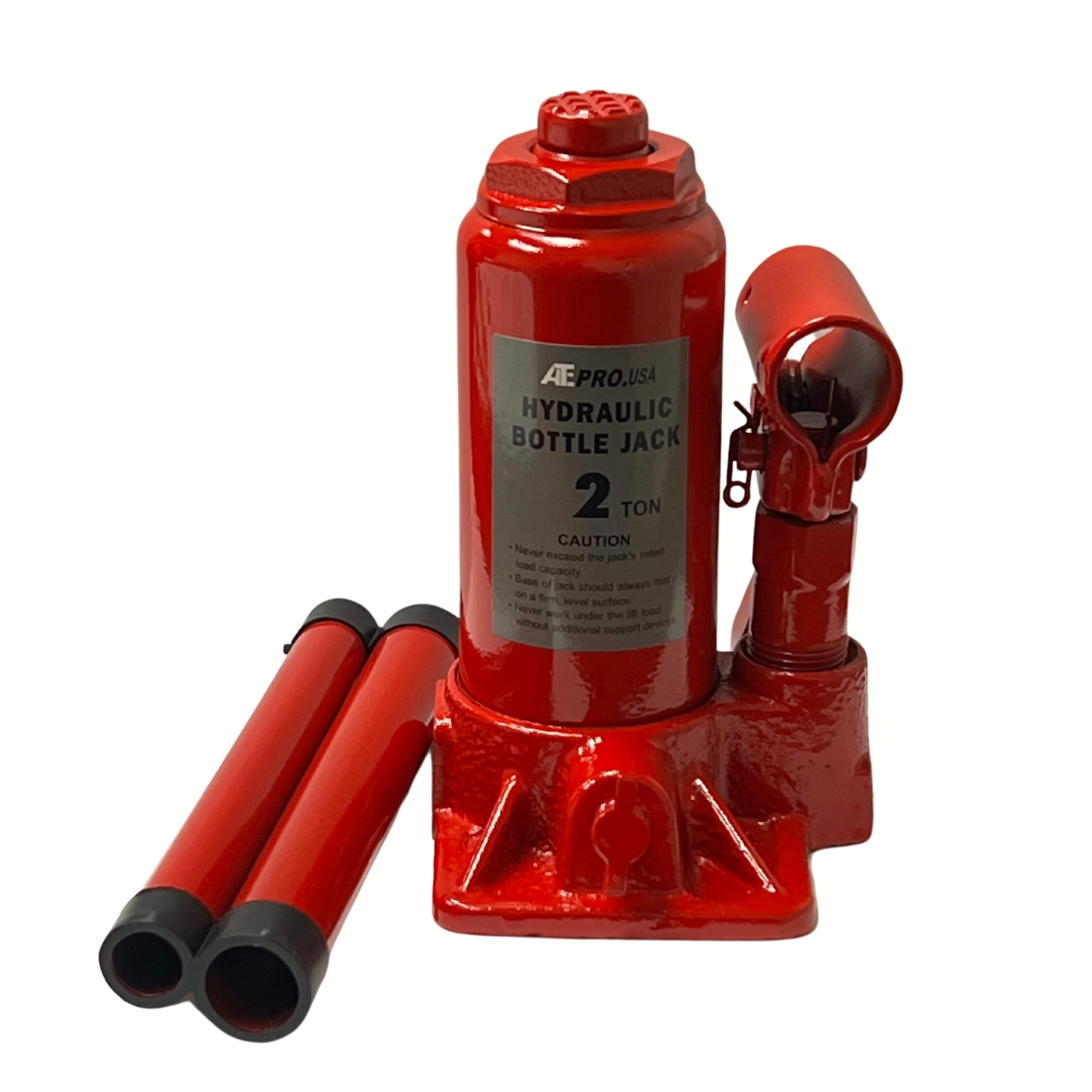 ATE Pro. USA - Hydraulic Bottle Jack, 2 Ton (4,000 lb) Capacity, Red Bottle Jack