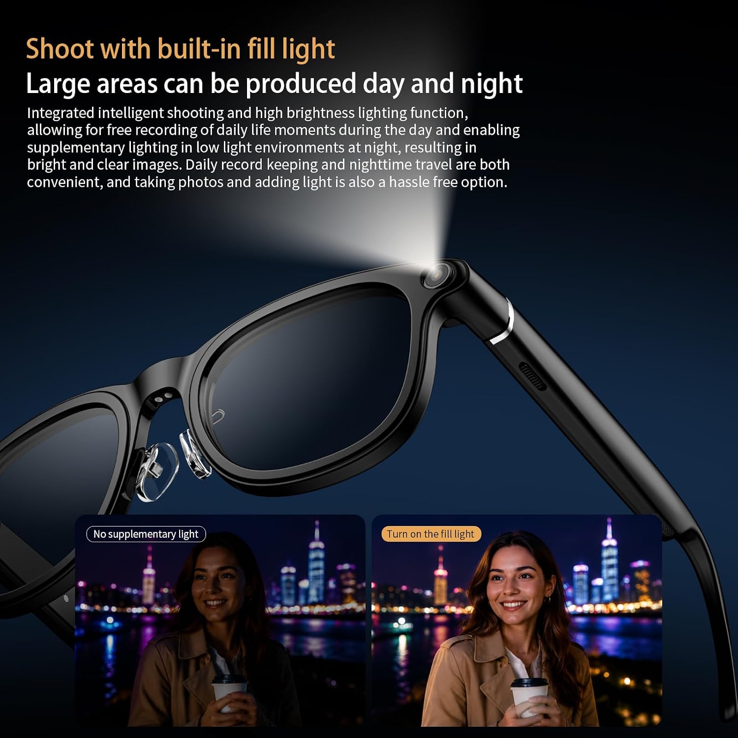 LOKMAT Smart Camera Glasses with 3600mAh Charging Case, 6-Axis EIS Stabilization, 8MP Video Recording, Dual-Mic ENC Noise Cancelling, AI Voice Assistant (BT Glasses)