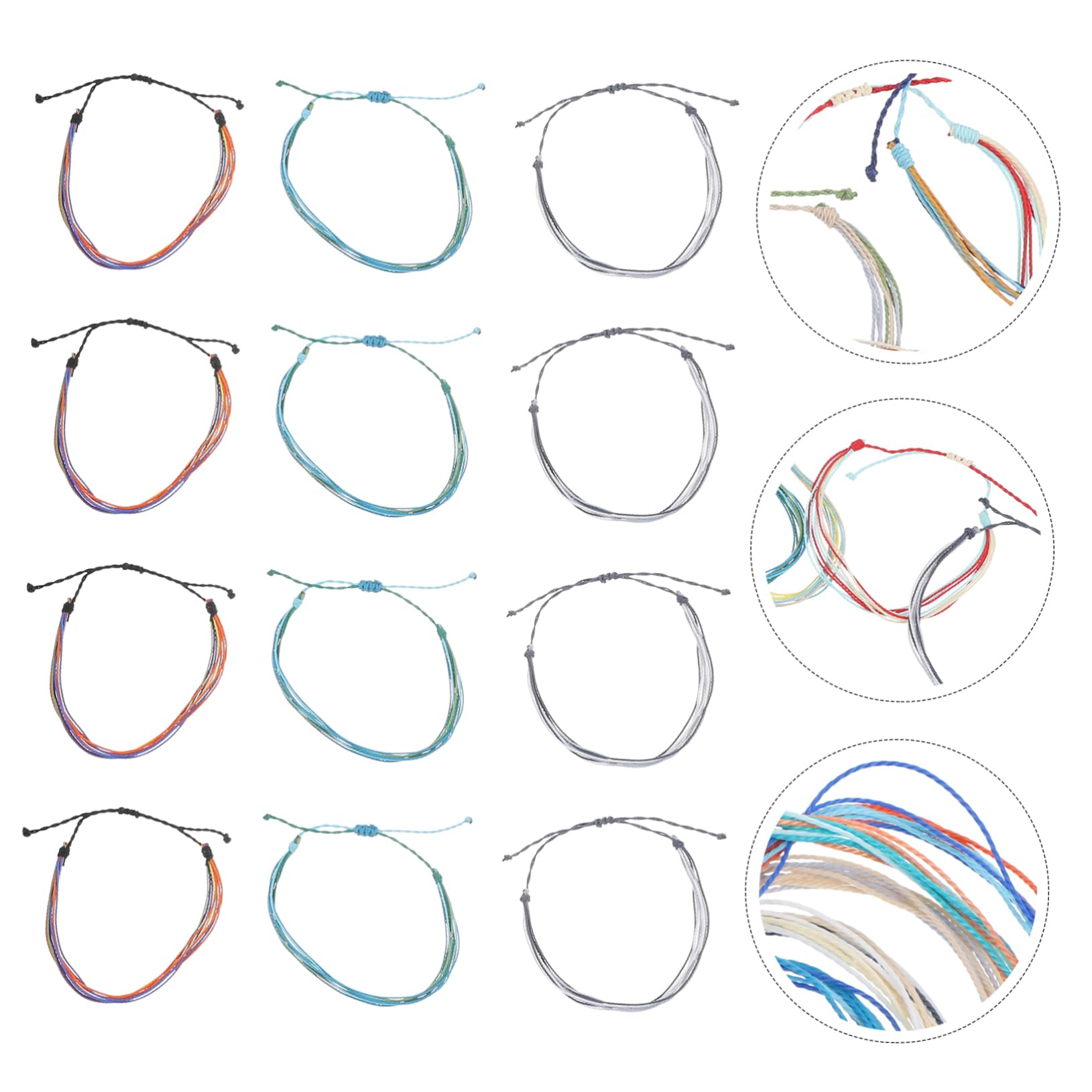 48piezas Tobilleras Ajustables De Pulseras Trenzadas Para Mujeres y Accesorios De Verano Impermeables Para Playa y Fiesta