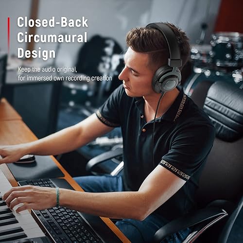 Miniatura 8 de FIFINE Juego de micrófonos para juegos de PC, auriculares para monitor de estudio, micrófono de escritorio para grabación de computadora, paquete de