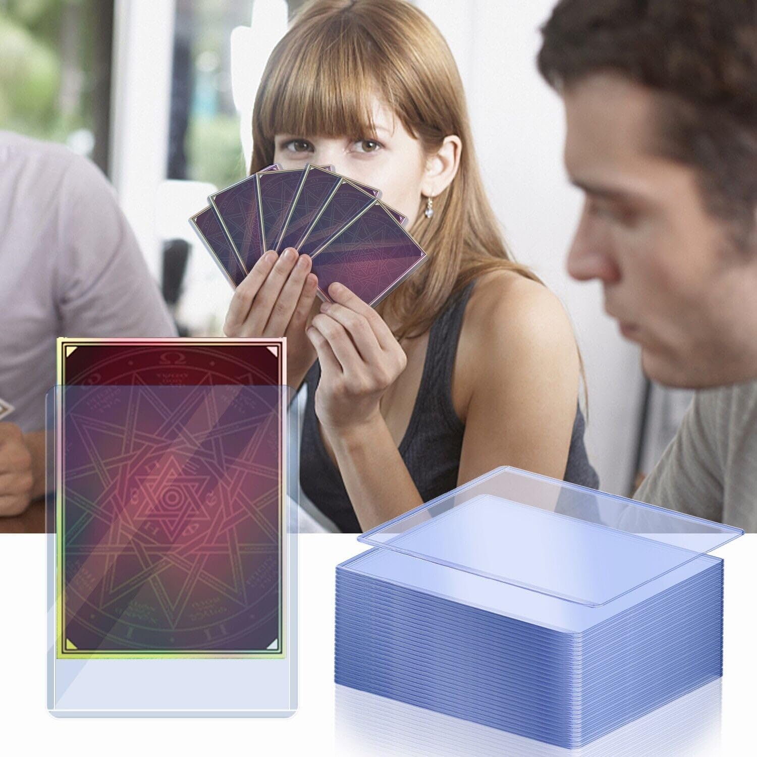 2000 custodie protettive per carte di credito e portapacchi, in plastica rigida di alta qualità, per carte collezionabili e giochi di baseball (1000 pezzi con apertura dall'alto + 1000 custodie penny)