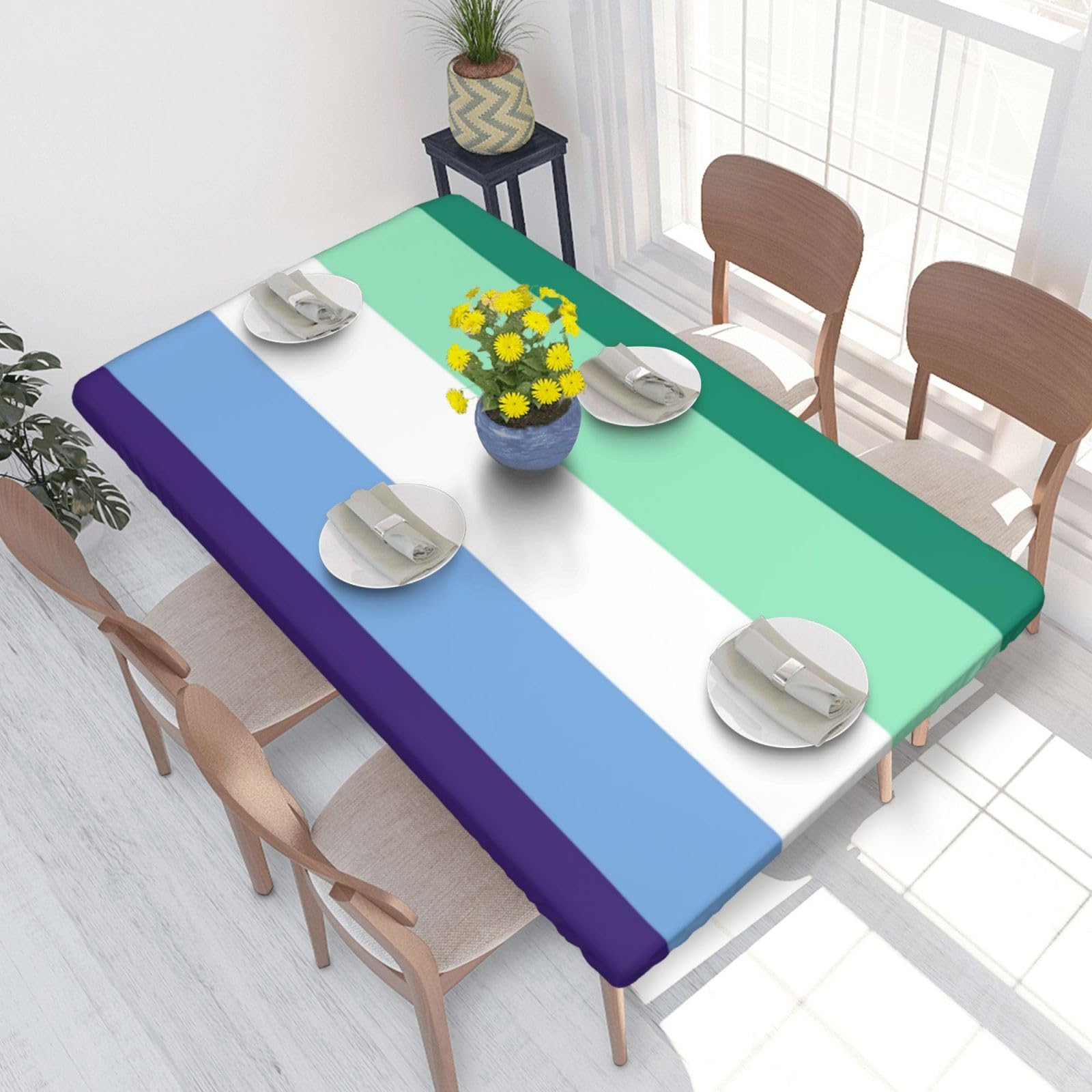 Mlm Pride Flag Premium 4ft Square Elastic Edged Table Cover Easy-Care Oil-Repellent