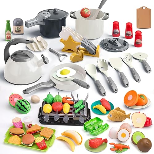 105 piezas de accesorios de juguete de cocina para niños, juego de cocina para acampar, ollas de juego, sartenes, utensilios, utensilios de cocina,