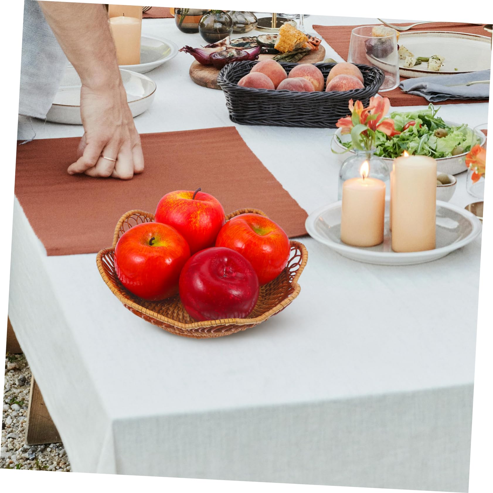 ULTECHNOVO Cesta de Pan de Ratán Redonda, Tejida a Mano, 11 Pulgadas, para Cocina y Encimera, Organizador Elegante de Mesa Amplio Espacio