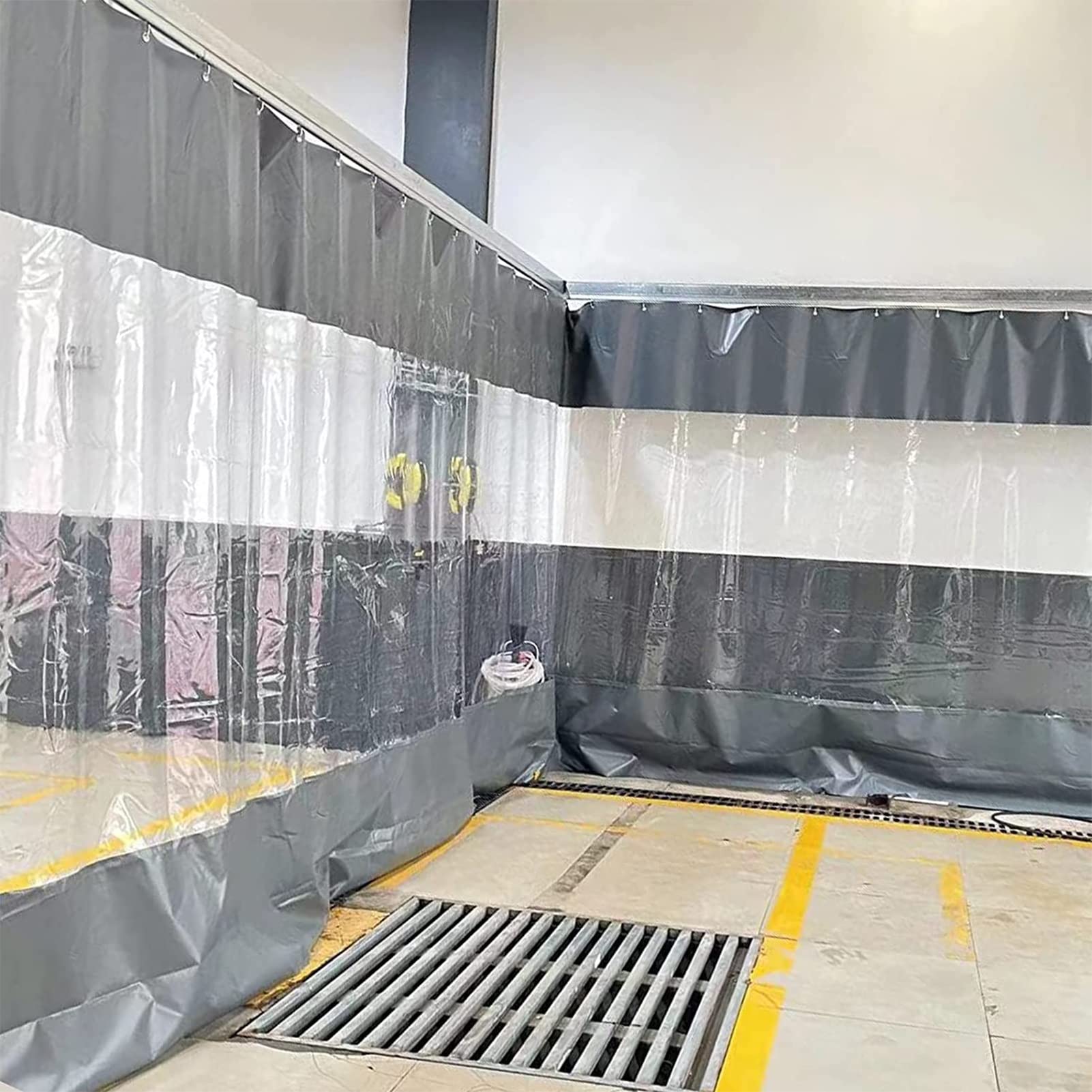 Wasserdichte transparente PVC-Plane, Seitenteile mit Ösen, klare Outdoor-Planen-Vorhänge für Veranda, Pergola, Terrasse, Pavillon, schützende Gartenabtrennung (350 x 230 cm)