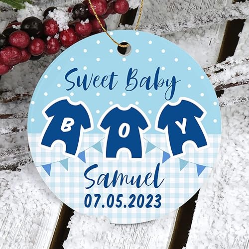 Vista 25 de Adornos de Navidad, adorno de árbol de Navidad de camión rojo, adorno de Navidad personalizado de camión rojo, adorno de Navidad de Feliz Navidad