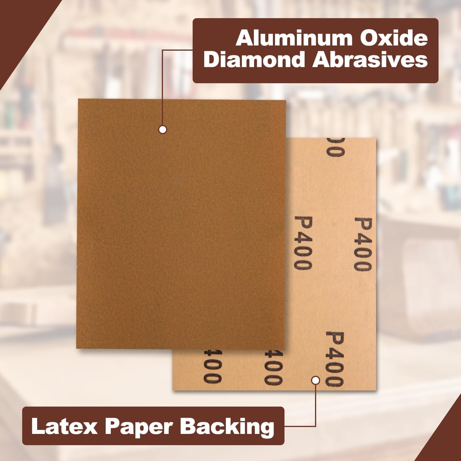 SPEEDWOX 1/4 Sheet Sandpaper Sheets 25PCS Premium Sand Paper 400 Grit Sanding Sheets 5.5" x 4.5" Sandpaper for Wood Metal Automotive Furniture Woodworking Clip-On - Image 2