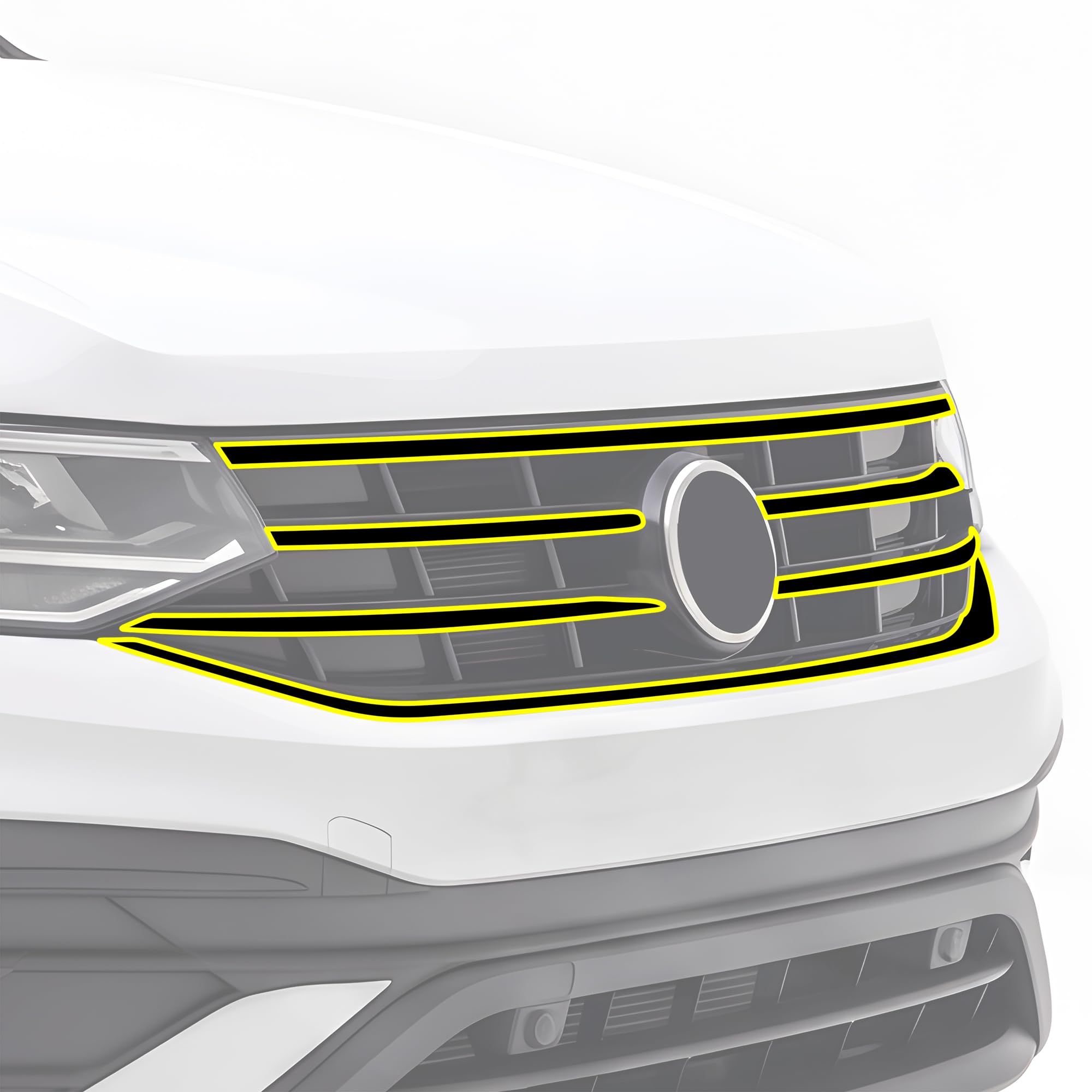 BOGAR TECH DESIGNS for Volkswagen Tiguan 2022-2024 Front Chrome Delete – Precut Vinyl Overlay Kit, Gloss Black Blackout Trim