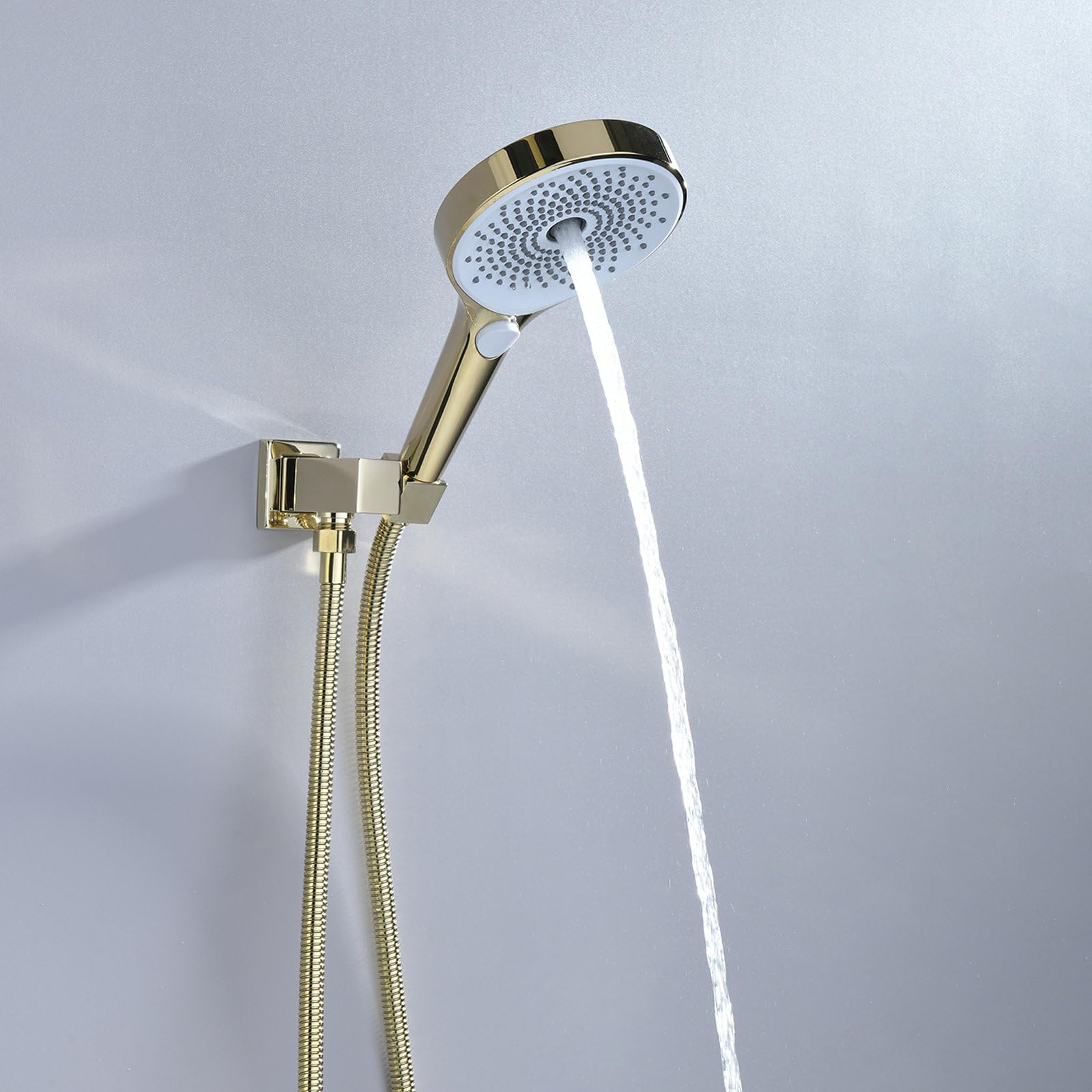 Alcachofa de Ducha Alta presión con 1.5m Manguera de Ducha, Ducha de Mano con 3 Modos Baño de Ahorro de Agua, Fácil de Instalar, Boquillas De Silicona, Ahorro De Agua, Oro Cepillado