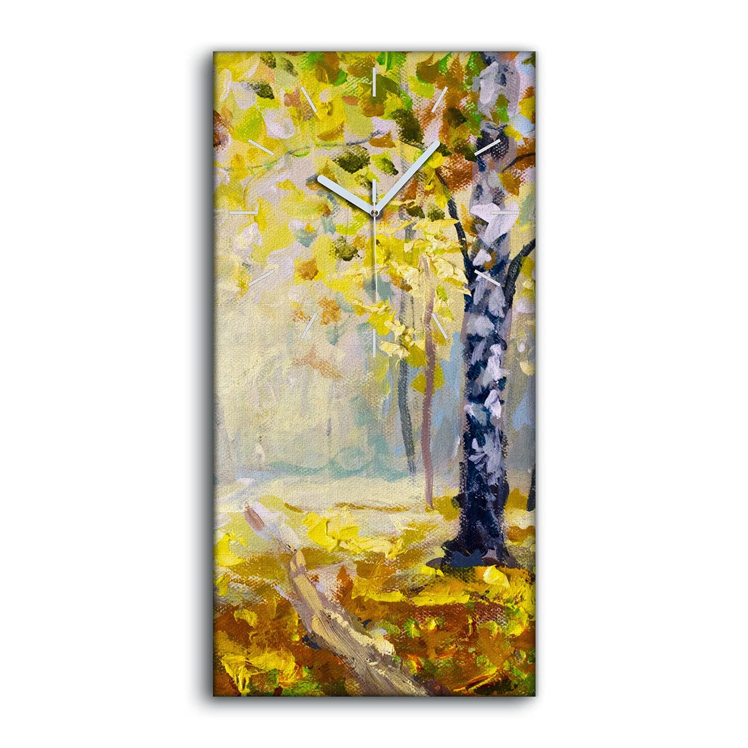 Horloge sur Toile Salon Moderne Tableau Foret Automne 30x60