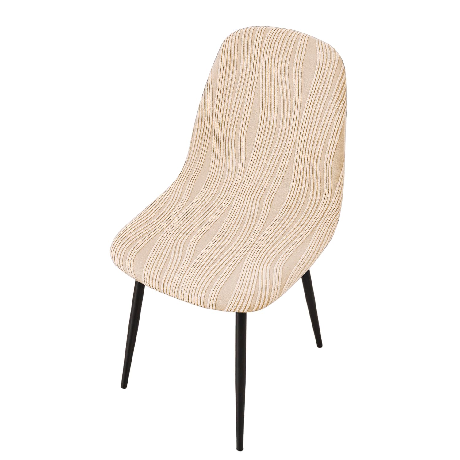 HOKIPO 200 GSM Premium Knitting Jacquard Stretchable Shell Chair Cover, Mid Century Modern Dining Chair Cover 'Nestiva Series', Pack of 1, Skimmed Cream (AR-6690-CRM)-image-34