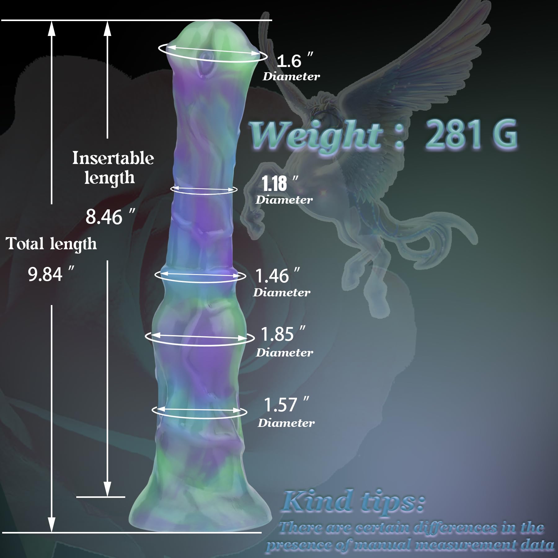 Knot Horse Dildo 9.8 Inch Soft Colorful Silicone Fantasy Dildo Suction Cup XL g Spot Thick Realistic Animal Fake Penis Dildos Large Anal Play utt Plug Women Couple Gay Adult Sex Toys & Games (B)